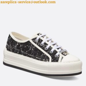 Replica Dior Walk'n'Dior Platform Sneakers in Black and White Cannage Tweed 2