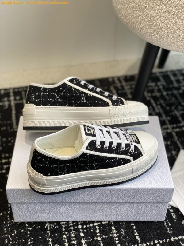 Replica Dior Walk'n'Dior Platform Sneakers in Black and White Cannage Tweed 9