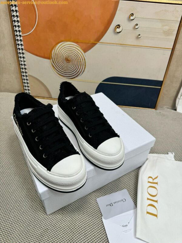 Replica Dior Walk'n'Dior Platform Sneakers in Black Fringed Cotton Canvas 3