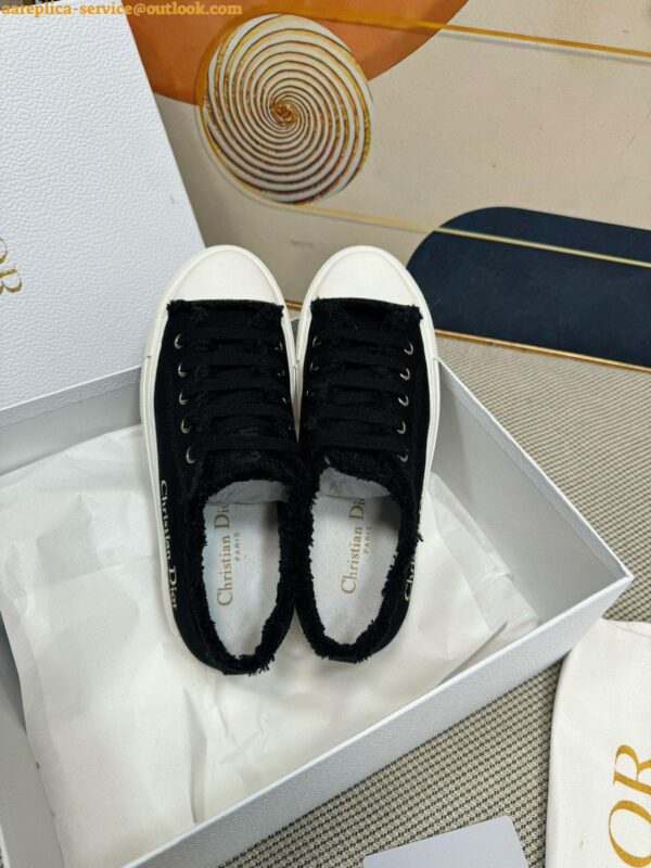 Replica Dior Walk'n'Dior Platform Sneakers in Black Fringed Cotton Canvas 4