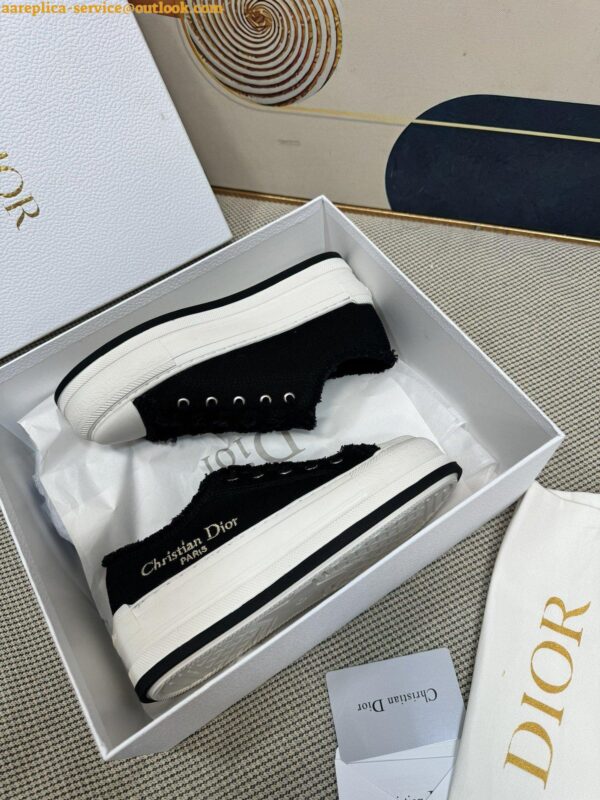 Replica Dior Walk'n'Dior Platform Sneakers in Black Fringed Cotton Canvas 5