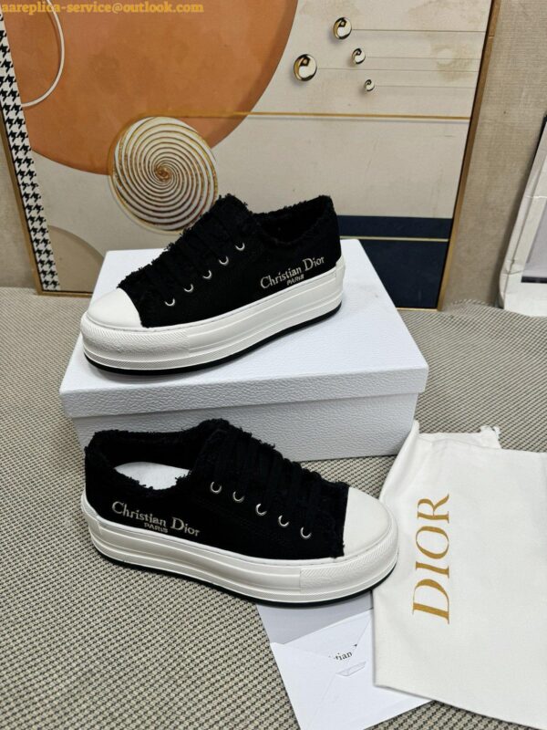 Replica Dior Walk'n'Dior Platform Sneakers in Black Fringed Cotton Canvas 6