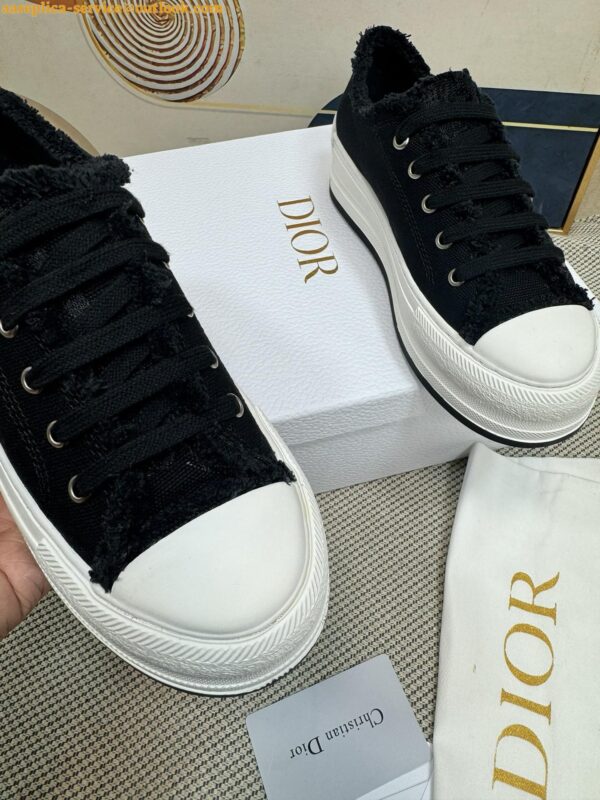 Replica Dior Walk'n'Dior Platform Sneakers in Black Fringed Cotton Canvas 8