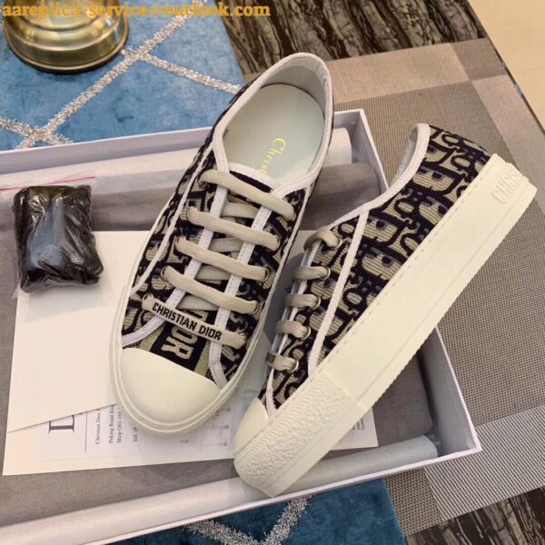 Replica Dior Walk'n'Dior Platform Sneakers In Blue Oblique Embroidered Cotton 4