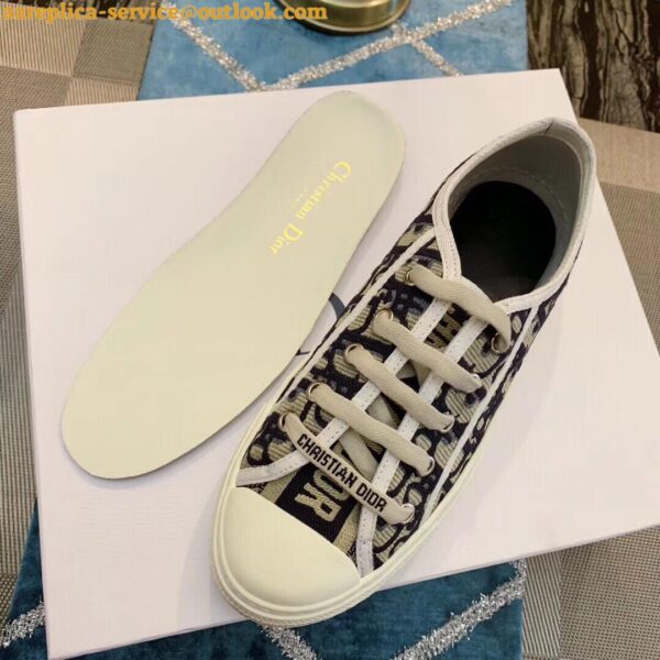 Replica Dior Walk'n'Dior Platform Sneakers In Blue Oblique Embroidered Cotton 5