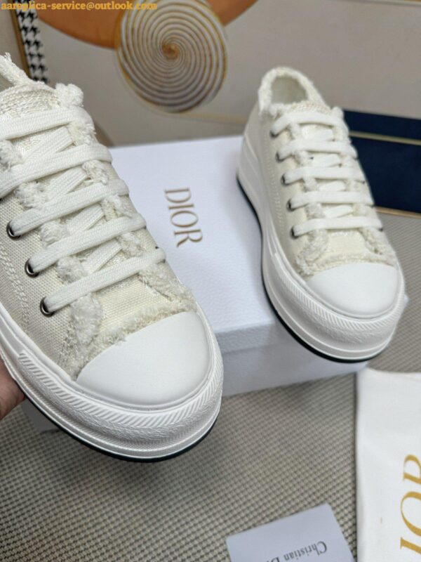 Replica Dior Walk'n'Dior Platform Sneakers in Ecru Fringed Cotton Canvas 9