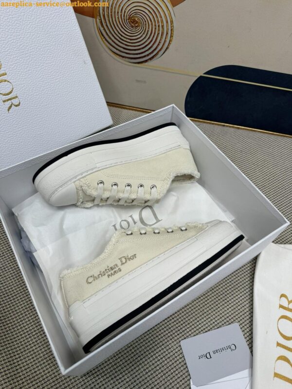 Replica Dior Walk'n'Dior Platform Sneakers in Ecru Fringed Cotton Canvas 10