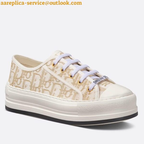 Replica Dior Walk'n'Dior Platform Sneakers In Gold-Tone Dior Oblique Cotton