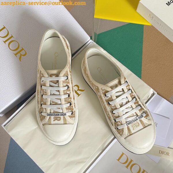 Replica Dior Walk'n'Dior Platform Sneakers In Gold-Tone Dior Oblique Cotton 6