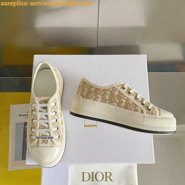 Replica Dior Walk'n'Dior Platform Sneakers In Gold-Tone Dior Oblique Cotton 7