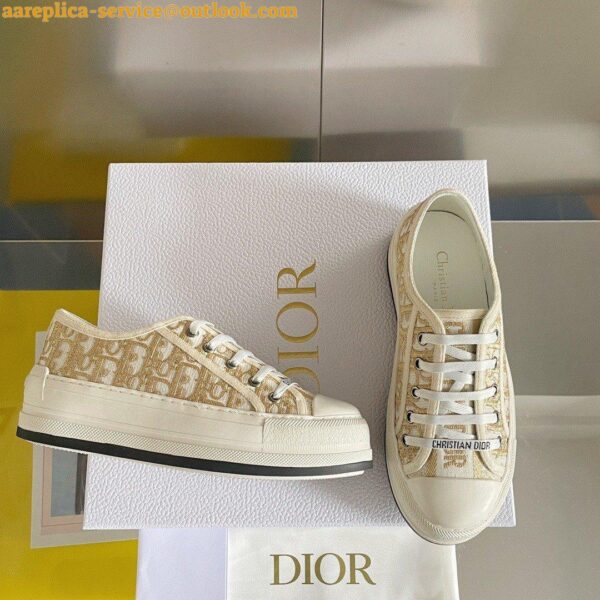 Replica Dior Walk'n'Dior Platform Sneakers In Gold-Tone Dior Oblique Cotton 8