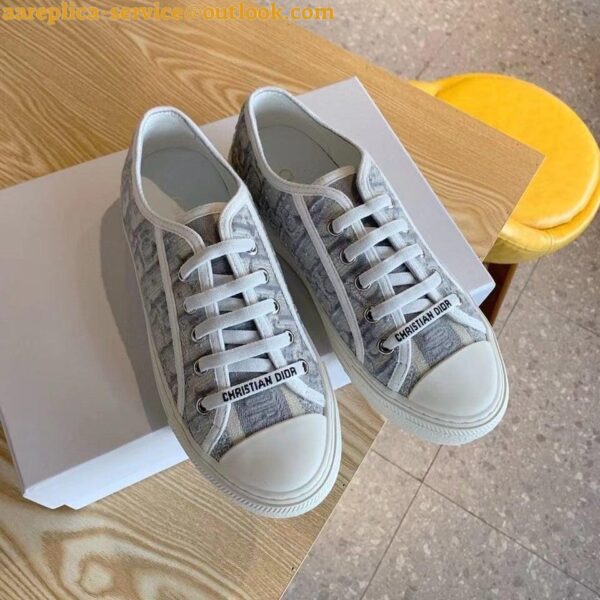 Replica Dior Walk'n'Dior Platform Sneakers in Grey Oblique Embroidered Cotton 4