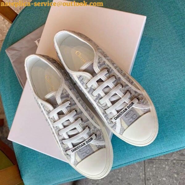 Replica Dior Walk'n'Dior Platform Sneakers in Grey Oblique Embroidered Cotton 5