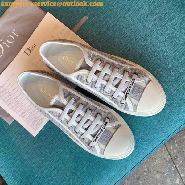 Replica Dior Walk'n'Dior Platform Sneakers in Grey Oblique Embroidered Cotton 6