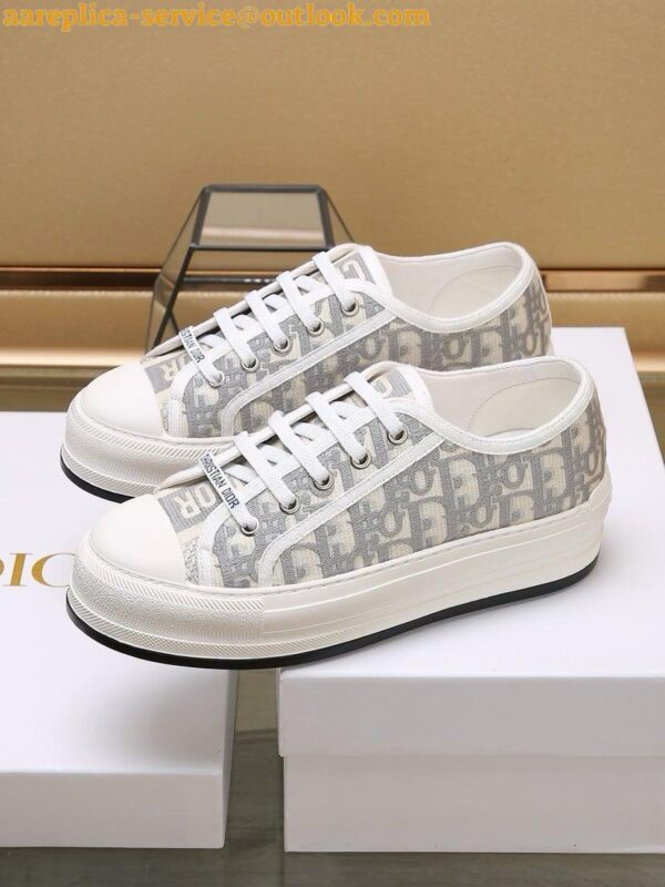 Replica Dior Walk'n'Dior Platform Sneakers in Grey Oblique Embroidered Cotton 9