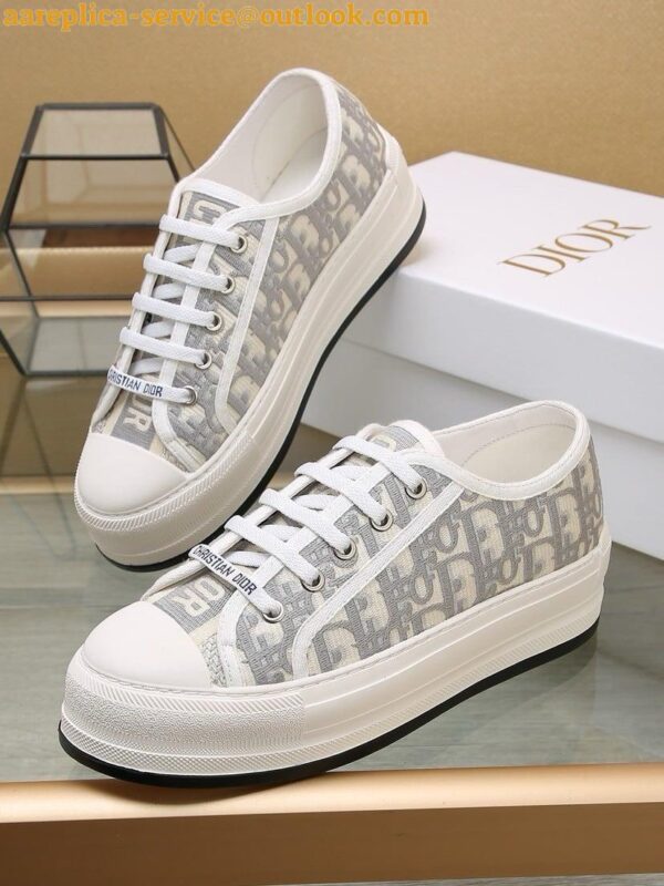 Replica Dior Walk'n'Dior Platform Sneakers in Grey Oblique Embroidered Cotton 10