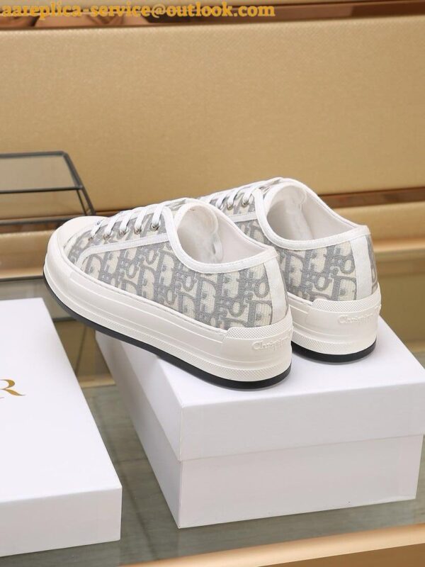 Replica Dior Walk'n'Dior Platform Sneakers in Grey Oblique Embroidered Cotton 11