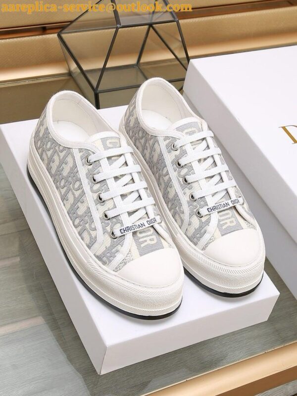 Replica Dior Walk'n'Dior Platform Sneakers in Grey Oblique Embroidered Cotton 13