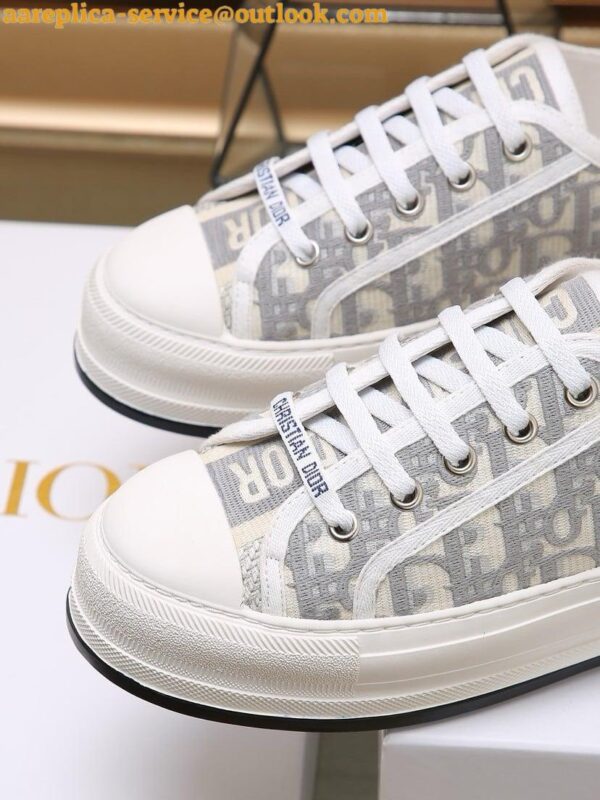 Replica Dior Walk'n'Dior Platform Sneakers in Grey Oblique Embroidered Cotton 15