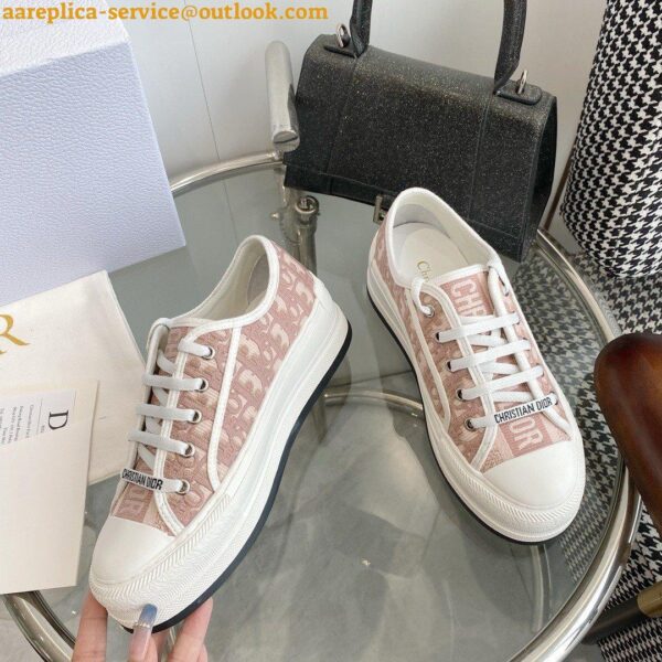 Replica Dior Walk'n'Dior Platform Sneakers in Pink Oblique Embroidered Cotton 6