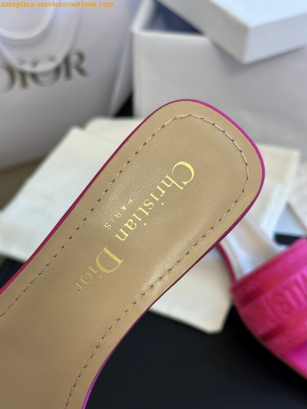 Replica Dior Dway Heeled 35MM Slides in Pink Embroidered Satin and Cotton 7