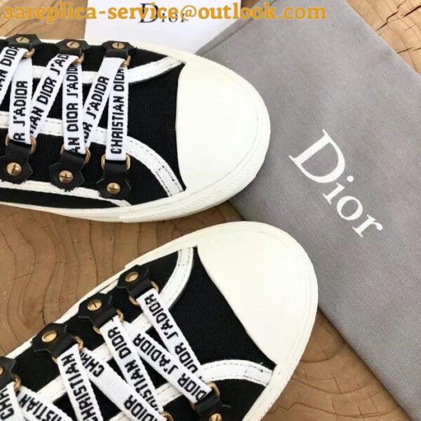 Replica Dior Walk'n'Dior Sneakers In Black Cotton Canvas 4