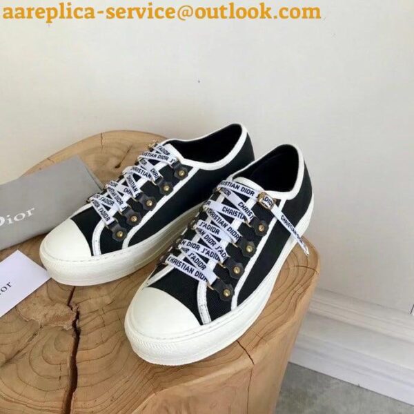 Replica Dior Walk'n'Dior Sneakers In Black Cotton Canvas 5