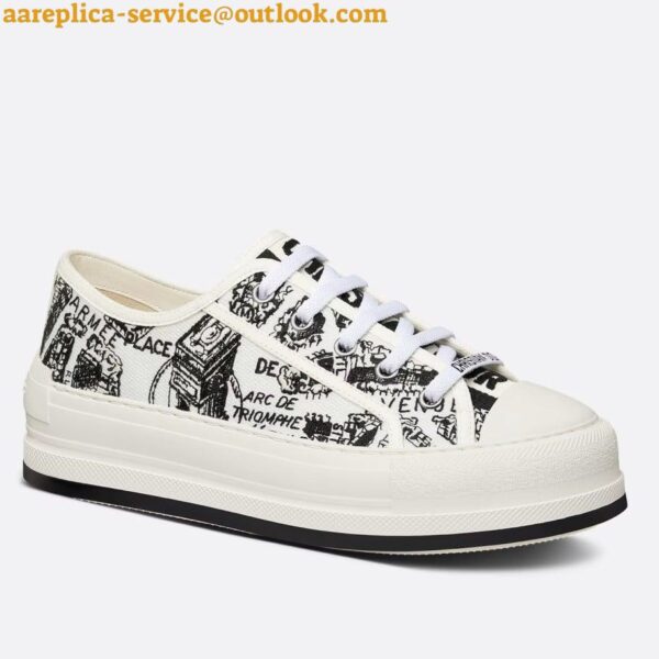 Replica Dior Walk'n'Dior Platform Sneakers In White Plan de Paris Cotton Embroidered 12