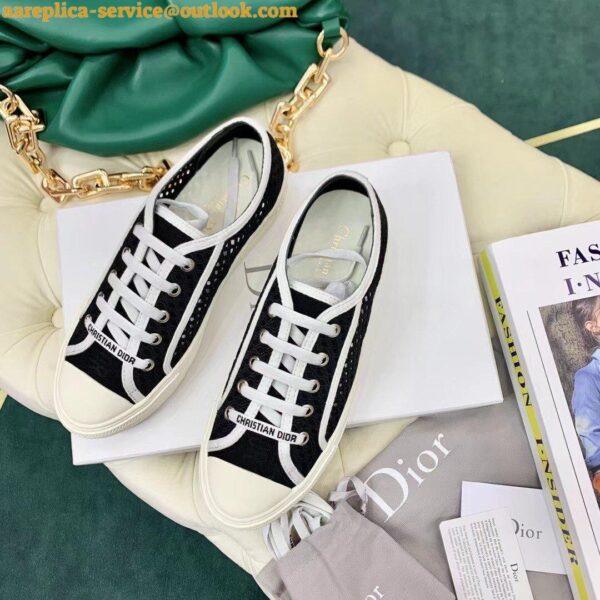 Replica Dior Walk'n'Dior Sneakers In Black Mesh Embroidery 5