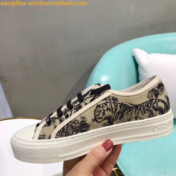 Replica Dior Walk'n'Dior Sneakers In Black Toile De Jouy Embroidered Cotton 7