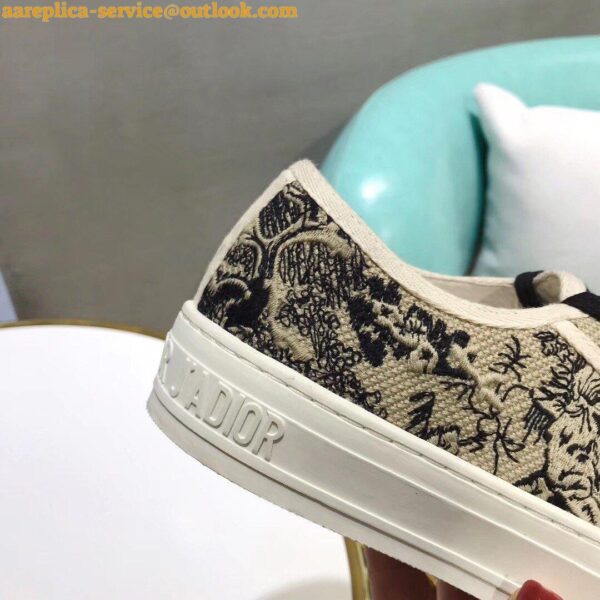 Replica Dior Walk'n'Dior Sneakers In Black Toile De Jouy Embroidered Cotton 8