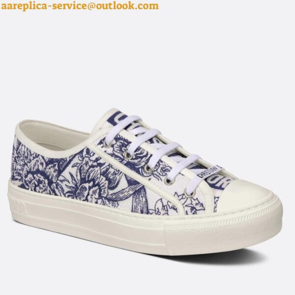 Replica Dior Walk'n'Dior Sneakers In Blue Jardin d'Hiver Embroidered Cotton