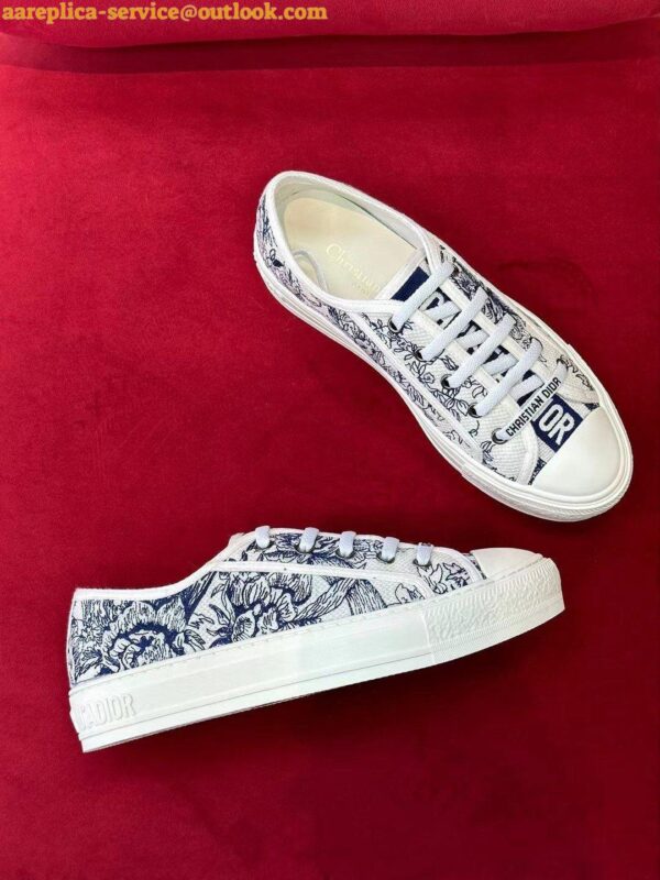 Replica Dior Walk'n'Dior Sneakers In Blue Jardin d'Hiver Embroidered Cotton 7