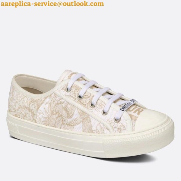 Replica Dior Walk'n'Dior Sneakers In Gold-Tone Jardin d'Hiver Embroidered Cotton 2