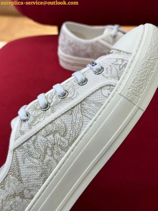 Replica Dior Walk'n'Dior Sneakers In Gold-Tone Jardin d'Hiver Embroidered Cotton 3