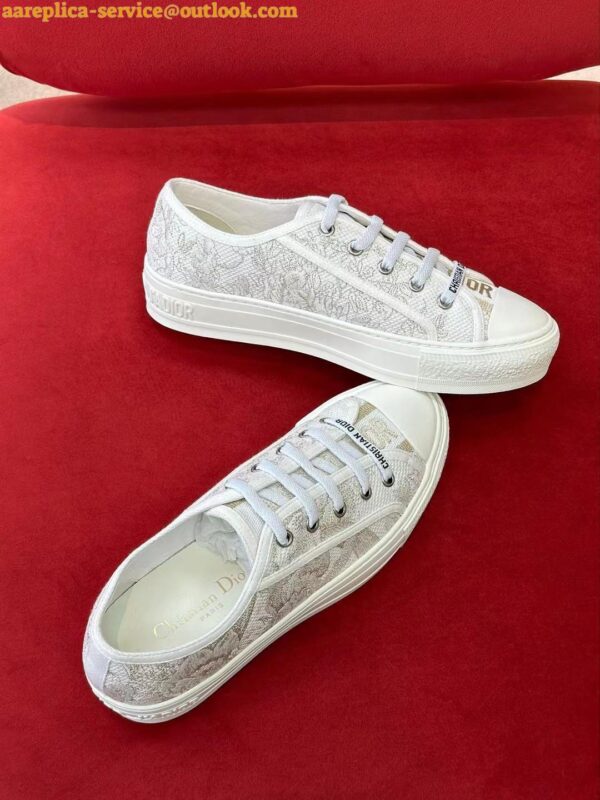 Replica Dior Walk'n'Dior Sneakers In Gold-Tone Jardin d'Hiver Embroidered Cotton 8