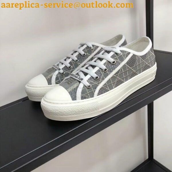 Replica Dior Walk'n'Dior Sneakers In Grey Cannage Cotton 3