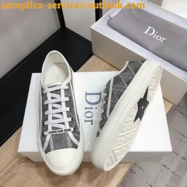 Replica Dior Walk'n'Dior Sneakers In Grey Cannage Cotton 4