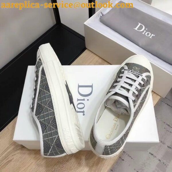 Replica Dior Walk'n'Dior Sneakers In Grey Cannage Cotton 8