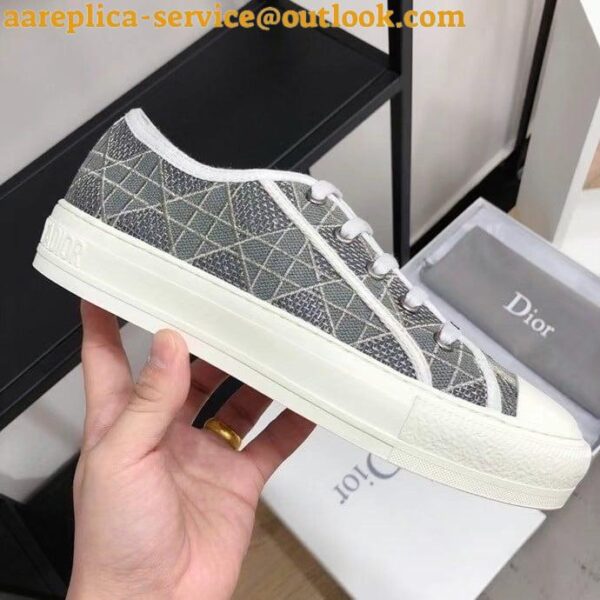 Replica Dior Walk'n'Dior Sneakers In Grey Cannage Cotton 9