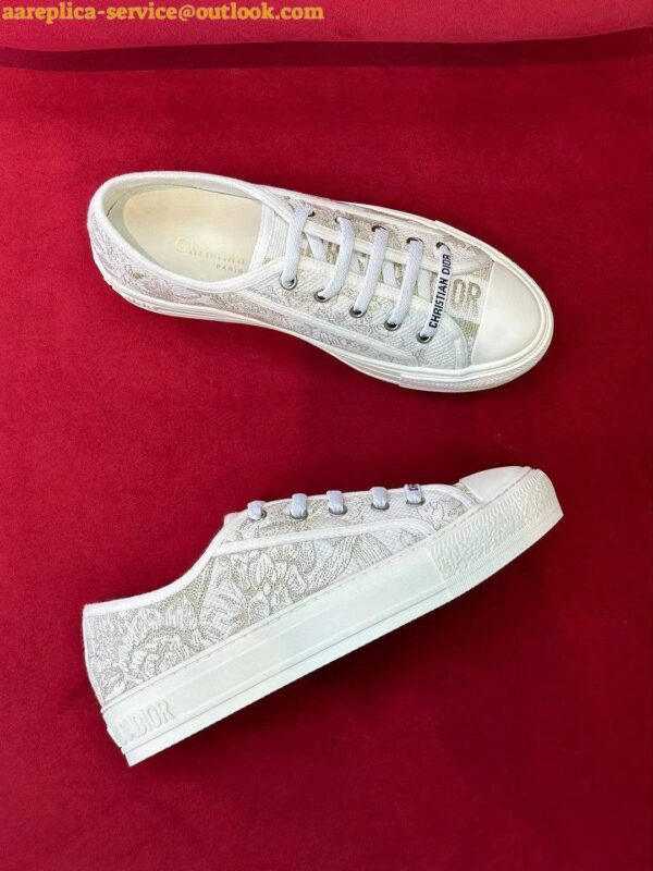 Replica Dior Walk'n'Dior Sneakers In Gold-Tone Jardin d'Hiver Embroidered Cotton 16