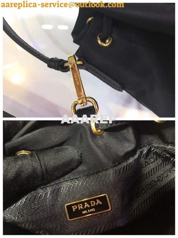 Replica Prada 1BH097 Bucket Jacquard Logo Convertible Medium black 9