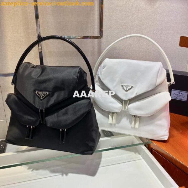 Replica Prada Signaux Nylon and Leather Hobo Bag 1BC160 Black 11