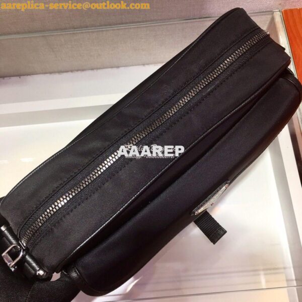 Replica Prada Nylon and Saffiano Leather Shoulder Bag 2VH074 Black 8