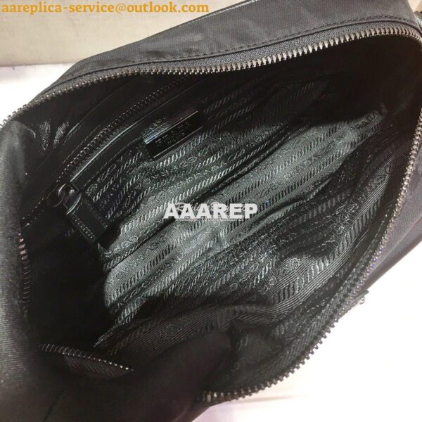 Replica Prada Nylon and Saffiano Leather Shoulder Bag 2VH074 Black 9