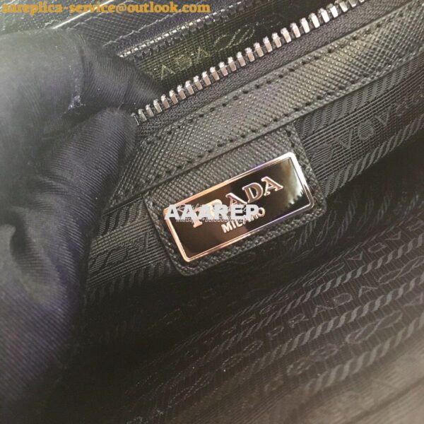 Replica Prada Nylon and Saffiano Leather Shoulder Bag 2VH074 Black 10