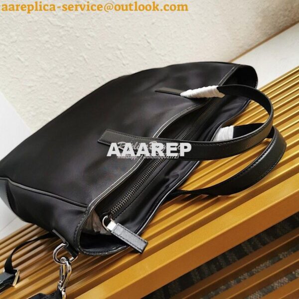 Replica Prada Nylon and Saffiano Leather Tote 2VG064 Black 3