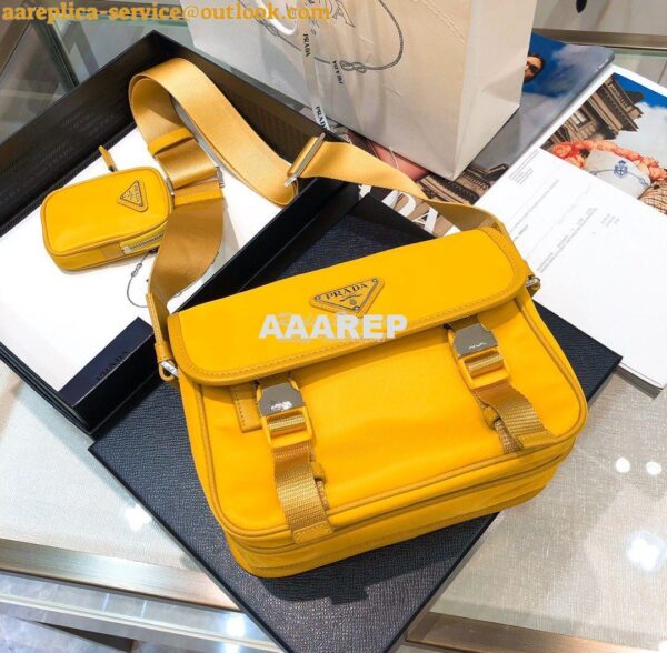 Replica Prada Nylon Cross-Body Bag 1BD334 Yellow 4