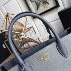 Replica Prada 1BA153 Large Saffiano Leather Handbag in Gray 2