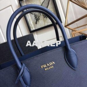 Replica Prada 1BA153 Large Saffiano Leather Handbag In Navy Blue 2